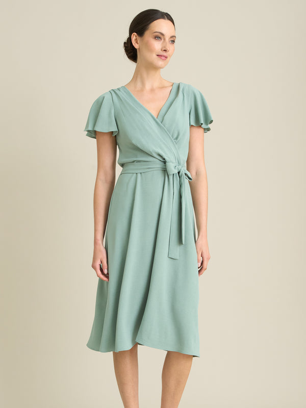Peppa Tie Waist V Neck Faux Wrap Dress