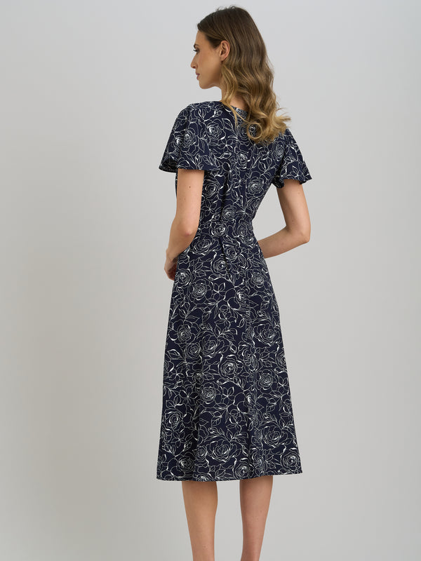 Persia Faux Wrap Flutter Sleeve Dress