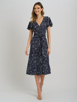 Persia Faux Wrap Flutter Sleeve Dress