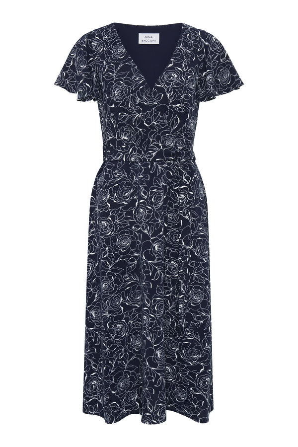 Persia Faux Wrap Flutter Sleeve Dress