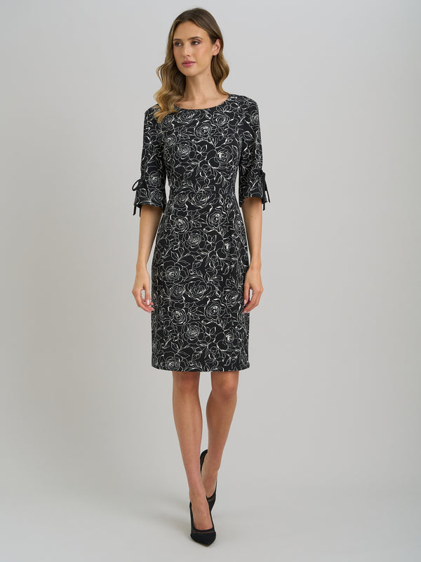 Floral Shift Dress With Bow Detail