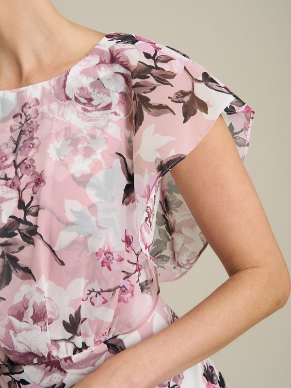 Raegan Chiffon Overlay Print Dress