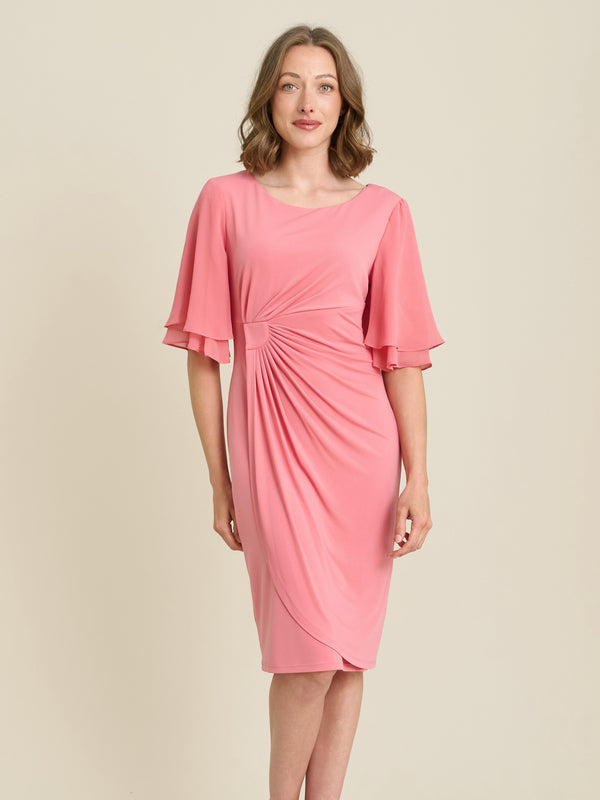 Raphaela Faux Wrap Dress With Double Layer Sleeve