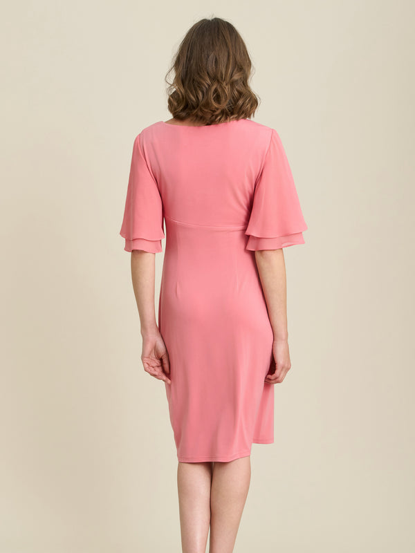 Raphaela Faux Wrap Dress With Double Layer Sleeve