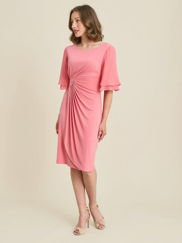 Raphaela Faux Wrap Dress With Double Layer Sleeve