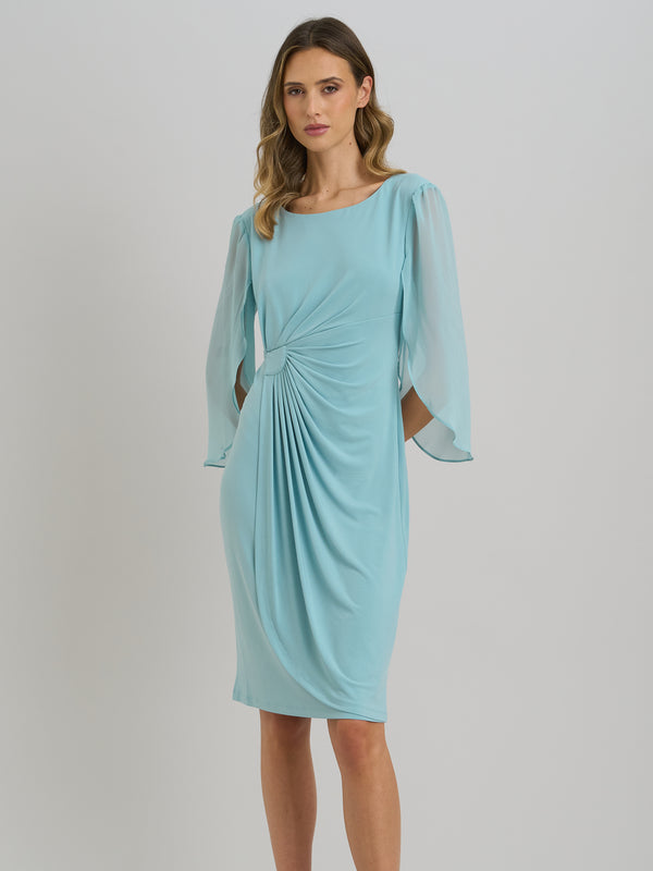 Ryder Faux Wrap Dress With Tulip Sleeve