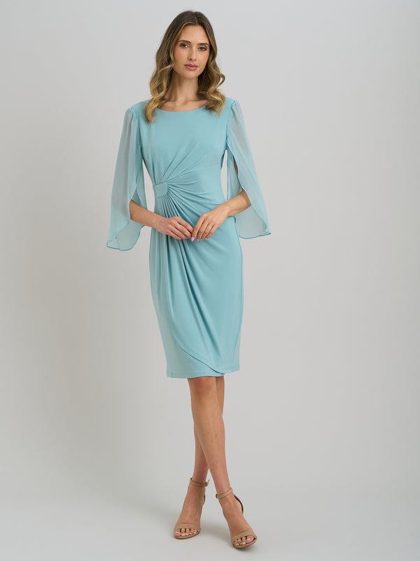Ryder Faux Wrap Dress With Tulip Sleeve