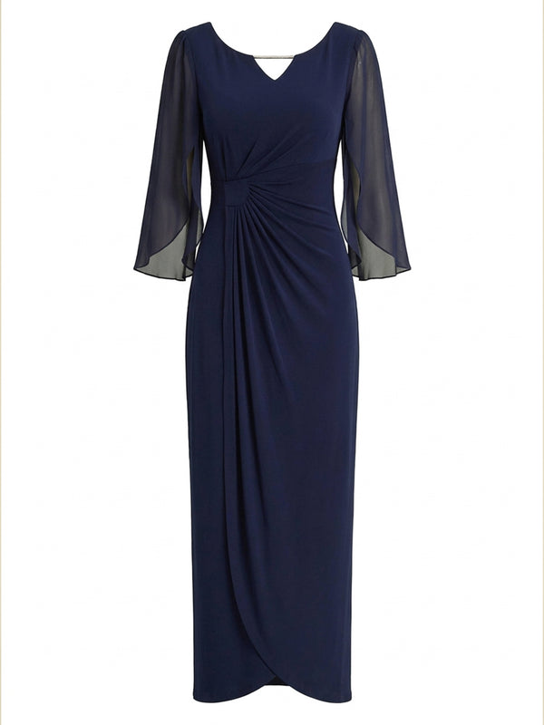 Raquel Diamante Trim Maxi Dress With Chiffon Sleeves