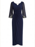 Raquel Diamante Trim Maxi Dress With Chiffon Sleeves