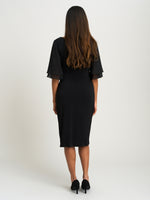 Diamante Trim Dress With Chiffon Sleeves
