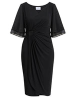 Diamante Trim Dress With Chiffon Sleeves