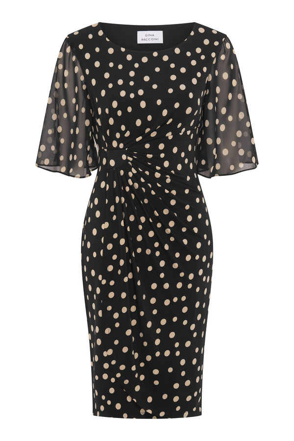Greta Spot Print Faux Wrap Dress