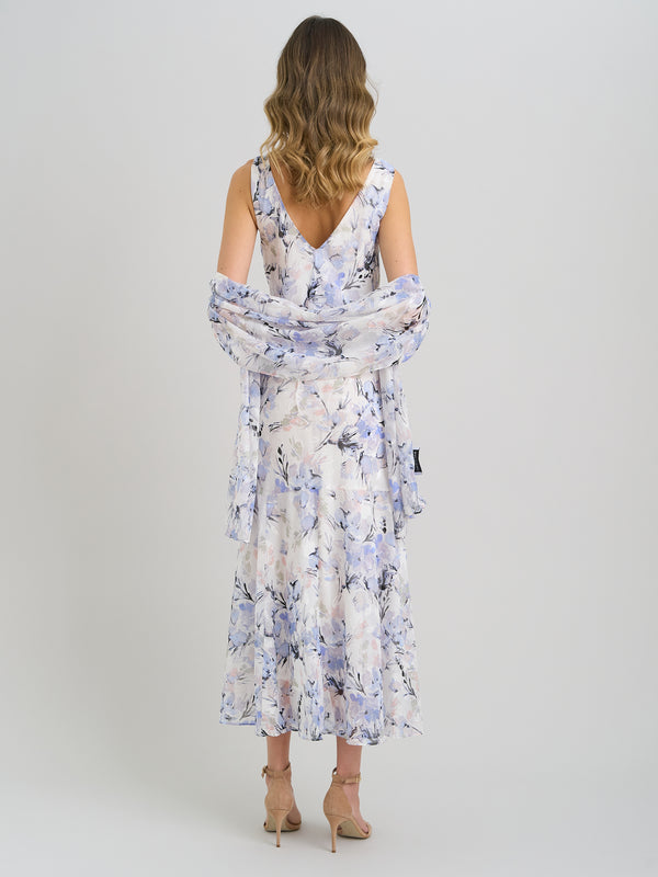 Yana Floral Printed Cowl Midi Dress & Scarf