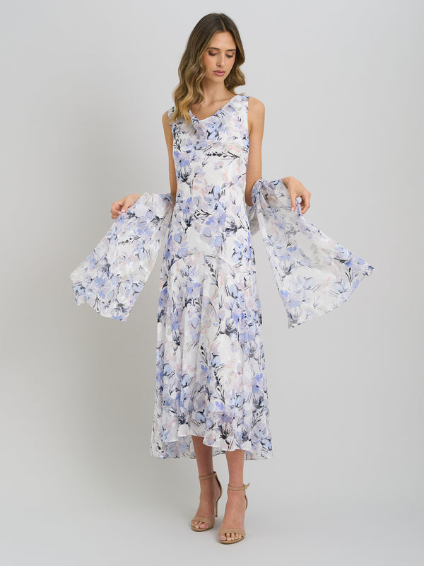 Yana Floral Printed Cowl Midi Dress & Scarf