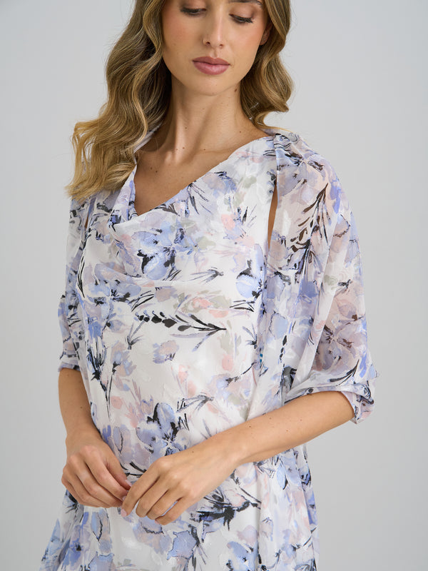 Yana Floral Printed Cowl Midi Dress & Scarf