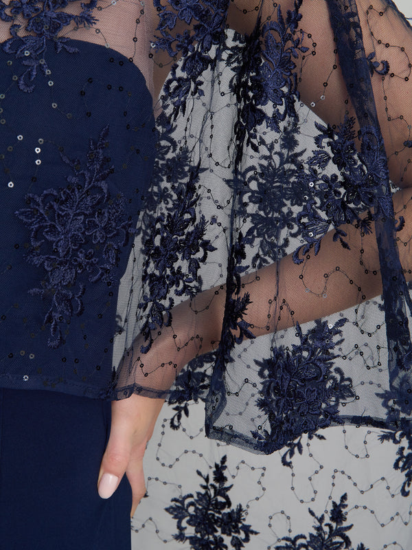 Desire Jersey Maxi Dress With Lace Cape