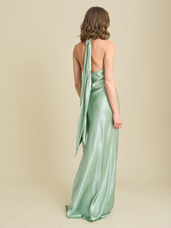 Chassidy Satin Halter Neck Maxi Dress
