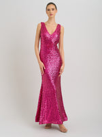 Miller Sequin V Neck Maxi Dress