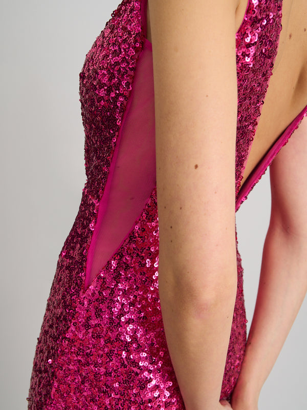 Miller Sequin V Neck Maxi Dress