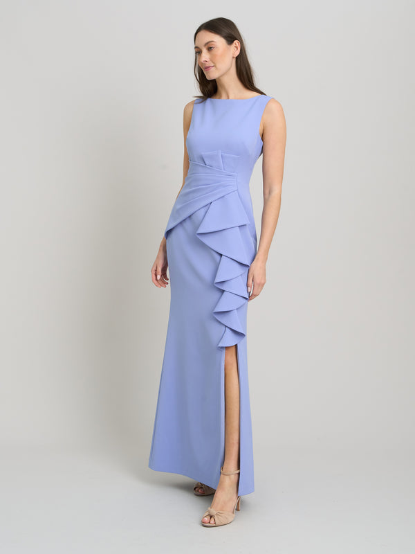 Clio Draped Ruffle Detail Maxi Dress