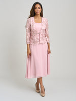 Patty Embellished Lace Jacket And Chiffon Midi Dress