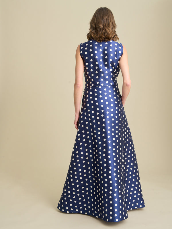 Romi Polka Dot Belt Tie Maxi Dress