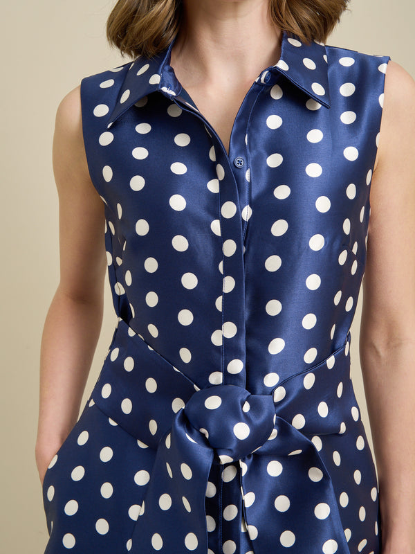 Romi Polka Dot Belt Tie Maxi Dress