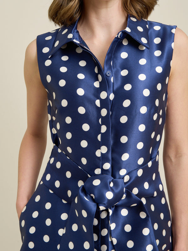 Romi Polka Dot Belt Tie Maxi Dress