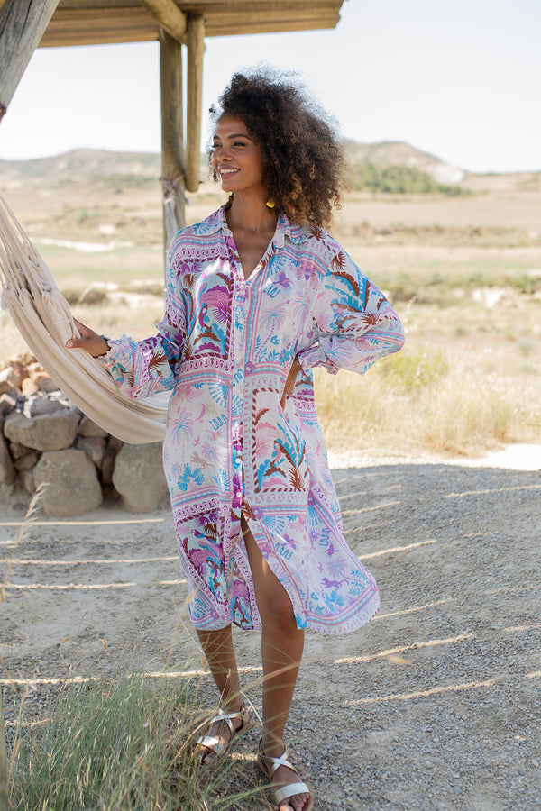 Piti Cuiti Ipanema Blue Long Blouse