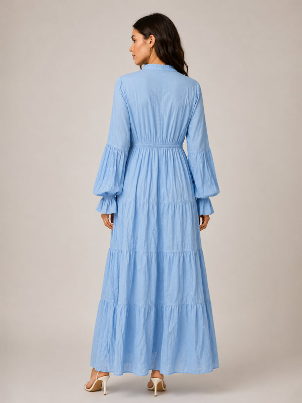 Blue Embroidered Maxi Dress