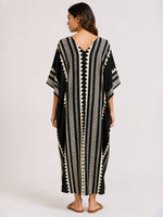 Black & Cream Printed Kaftan Maxi Dress