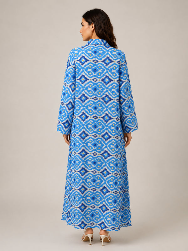 Blue Diamond Print Shirt Dress