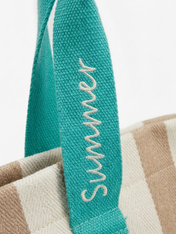 Striped Canvas Tote Bag