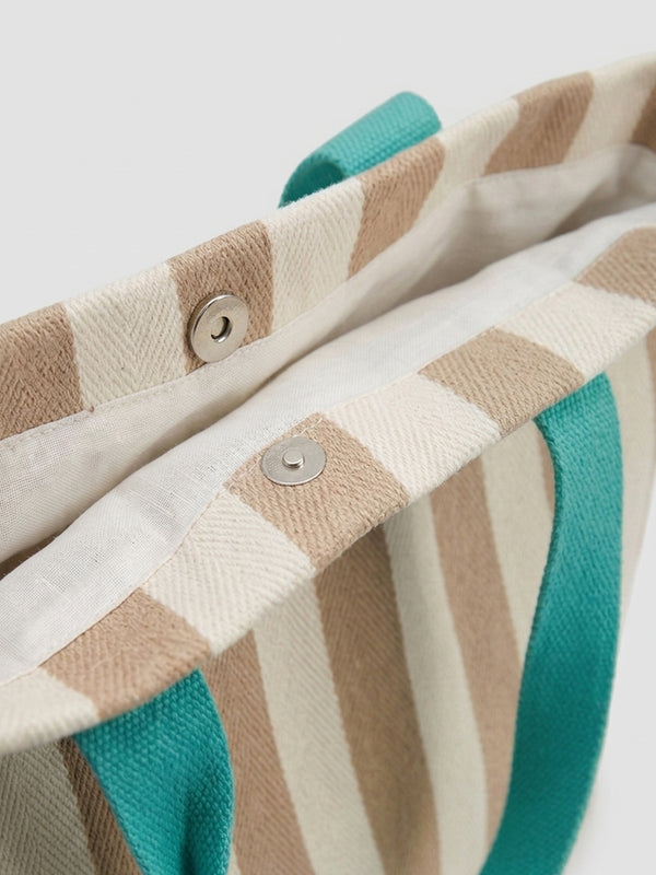 Striped Canvas Tote Bag