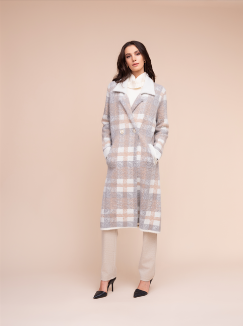 Alison Sheri Knit Checkered Coat