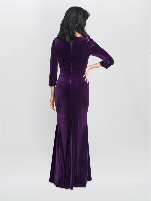 Sophie Velvet Maxi Dress With 3/4 Sleeve