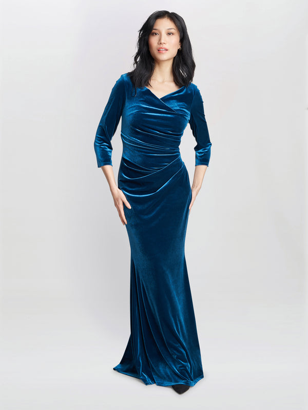 Sophie Velvet Maxi Dress With 3/4 Sleeve
