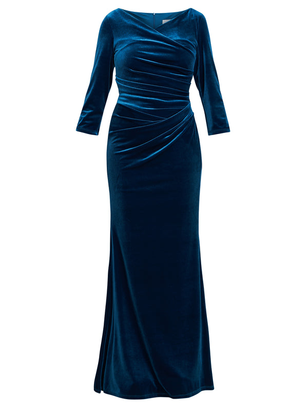 Sophie Velvet Maxi Dress With 3/4 Sleeve