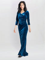Sophie Velvet Maxi Dress With 3/4 Sleeve