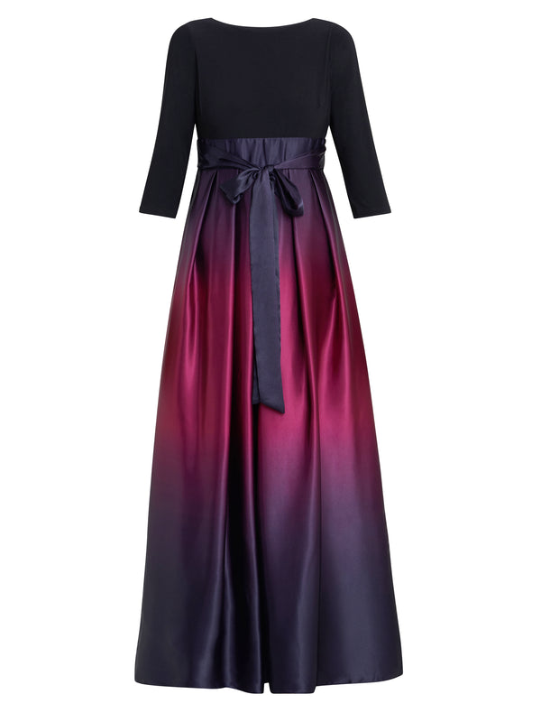 Ingrid V Neck Back Ombre Satin Maxi Dress