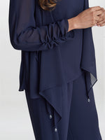 Demelza 3 Piece Chiffon Trouser Suit With Pointed Tiered Jacket