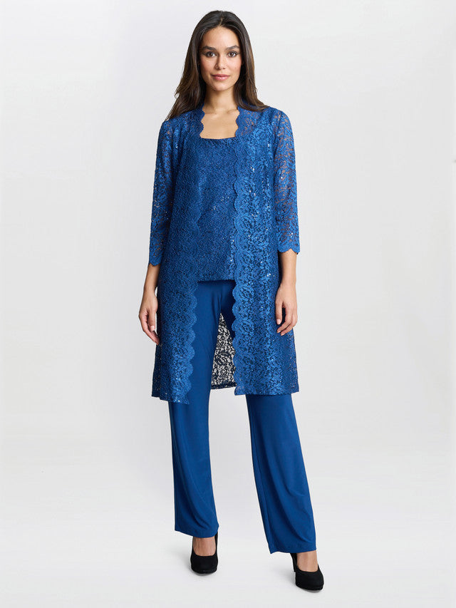 Brea Three Piece Metallic Lace Trouser Suit – Gina Bacconi