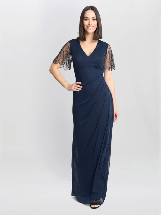 gina bacconi beaded lace dress gina bacconi beaded lace dress Vera Beaded Cape With Delicate Small Flowers Gina Bacconi