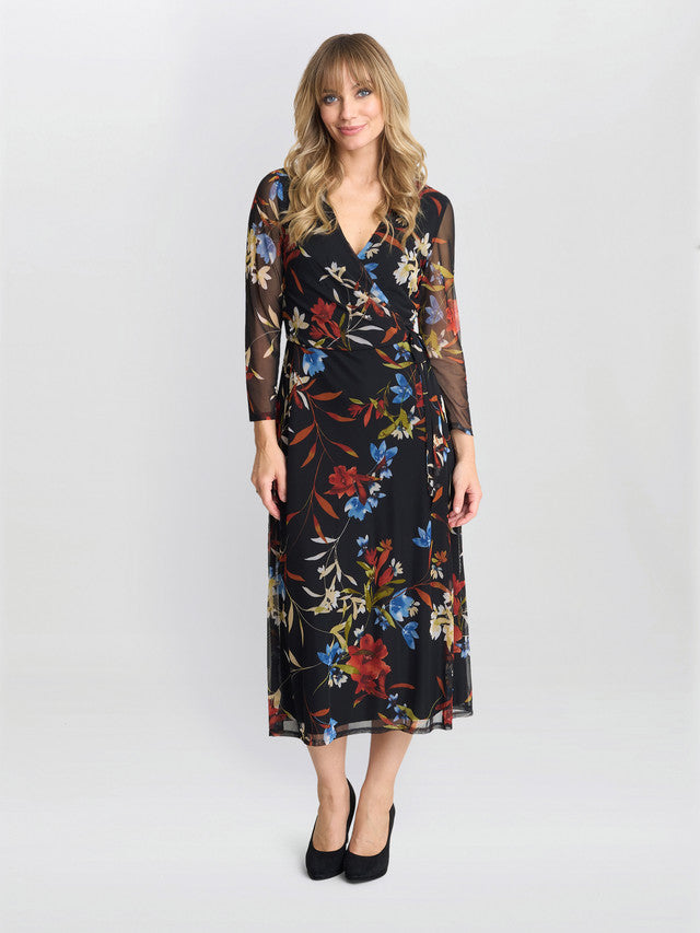 Tasmine Floarl Mesh Wrap Dress – Gina Bacconi