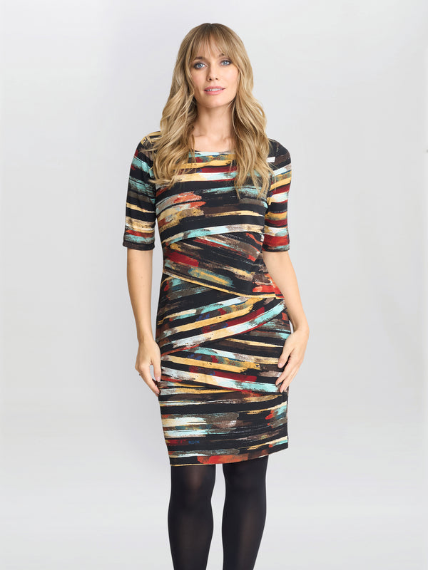 Rene Stripe Print Layered Dress