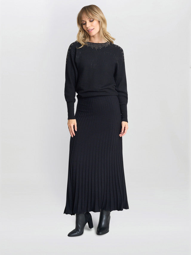 Celestina Long Pleated Knit Skirt – Gina Bacconi