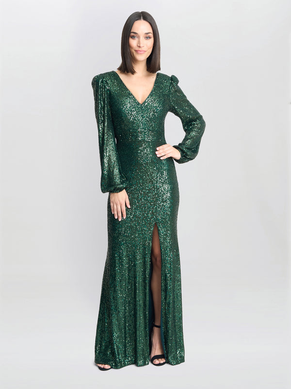 Alison Sequin V Neck Maxi Dress