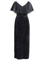 Daphne Velvet Maxi Dress With Chiffon Cape