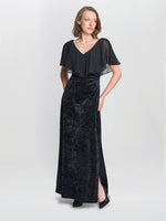 Daphne Velvet Maxi Dress With Chiffon Cape