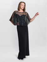 Anoushka Maxi Dress With Sheer Beaded Cape